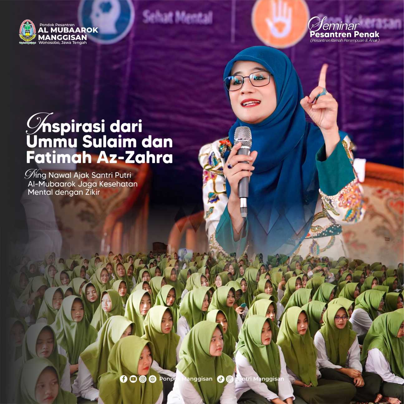 Inspirasi dari Ummu Sulaim dan Fatimah Az Zahra Ning Nawal Ajak Santri Putri Al Mubaarok Jaga Kesehatan Mental dengan Zikir